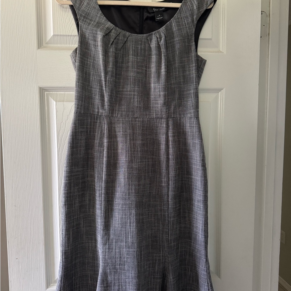 White House Black Market Gray Plaid Midi Dress